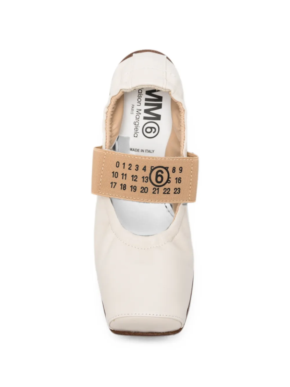 MM6 Maison Margiela Kids logo-print elasticated-strap ballet flats Beige