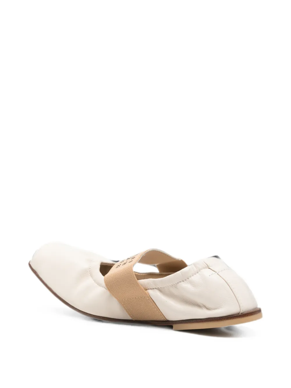 MM6 Maison Margiela Kids logo-print elasticated-strap ballet flats Beige