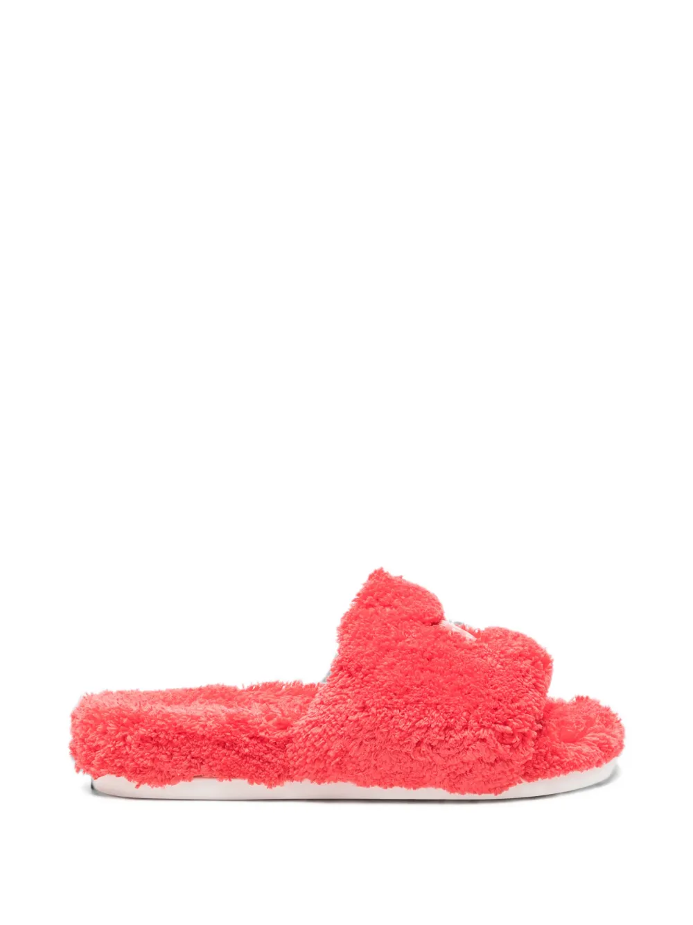 MM6 Maison Margiela Kids logo-patch faux-fur slippers Rood