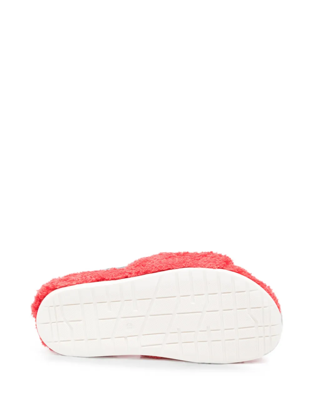 MM6 Maison Margiela Kids logo-patch faux-fur slippers Rood