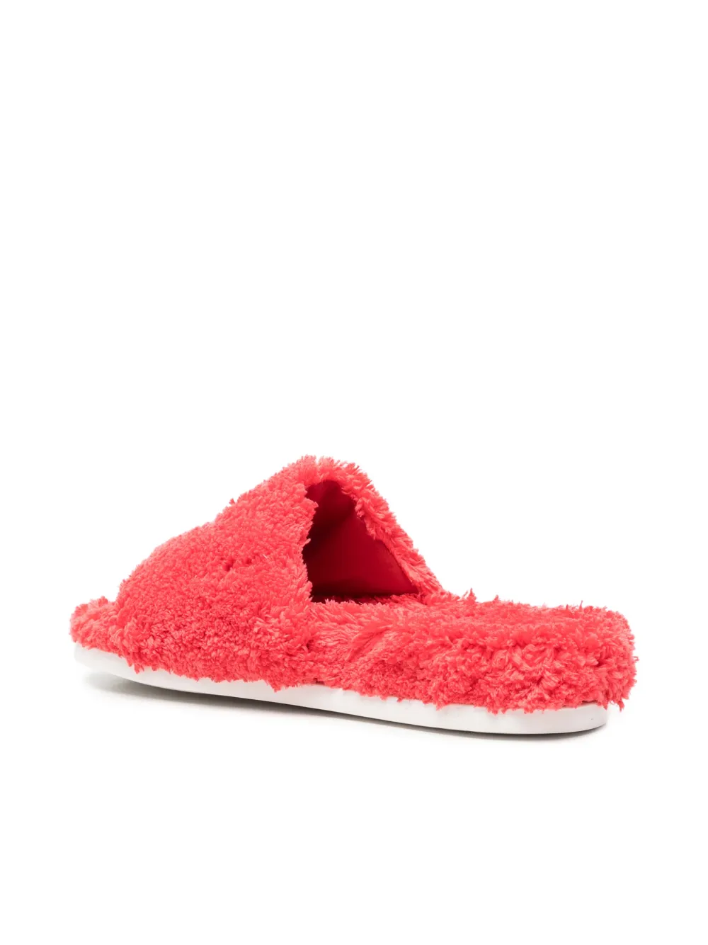 MM6 Maison Margiela Kids logo-patch faux-fur slippers Rood