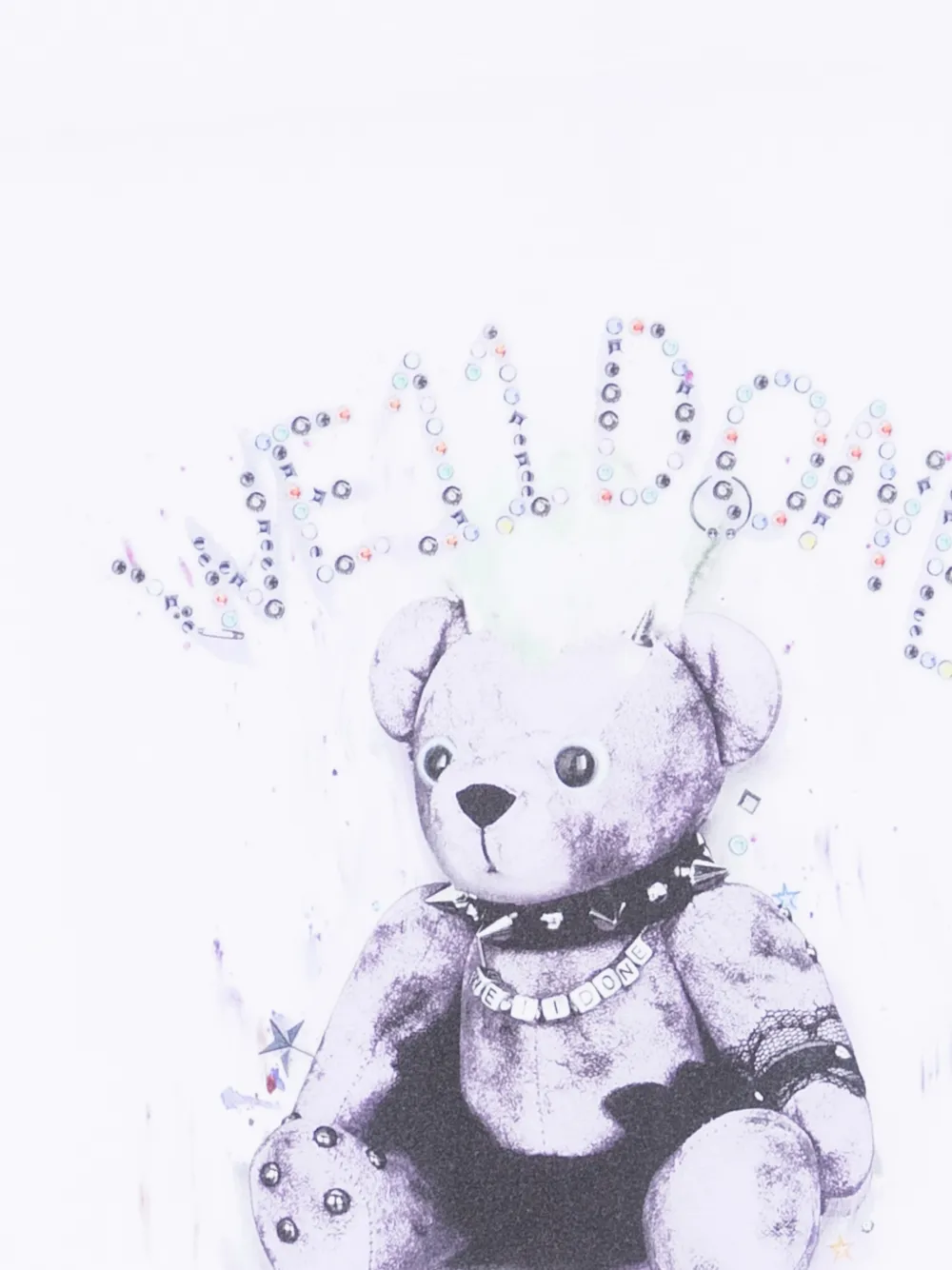 We11done Punky T-shirt met teddybeerprint Wit