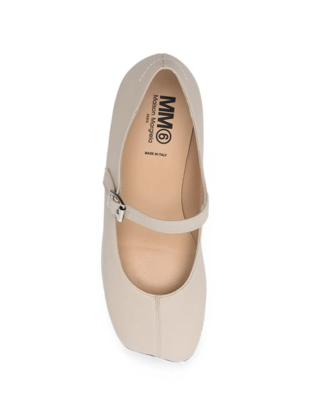 MM6 Maison Margiela Kids buckle-fastening square-toe ballet flats Beige