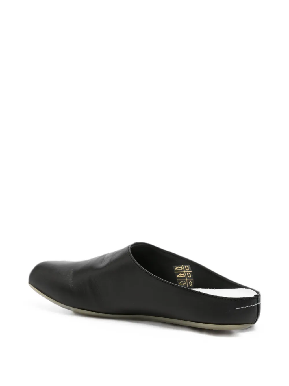 MM6 Maison Margiela Kids slip-on leather slippers Zwart