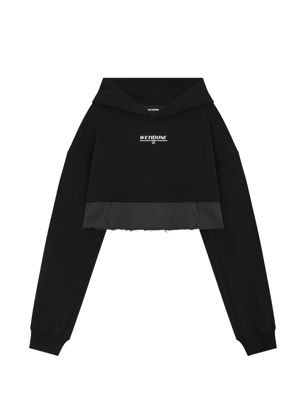 We11done 1506 cropped raw-edge hoodie - Black