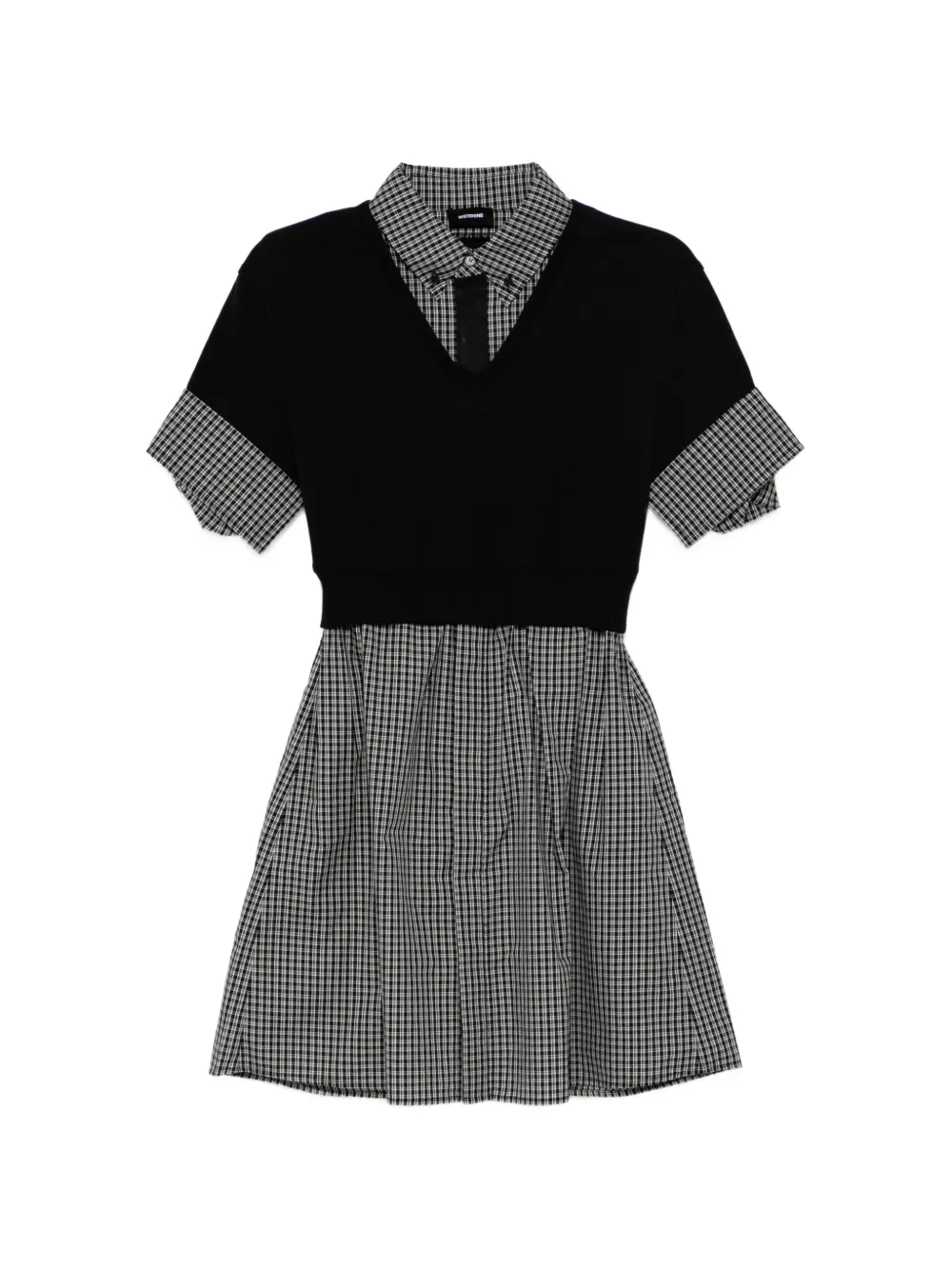 We11done layered gingham-print dress - Nero