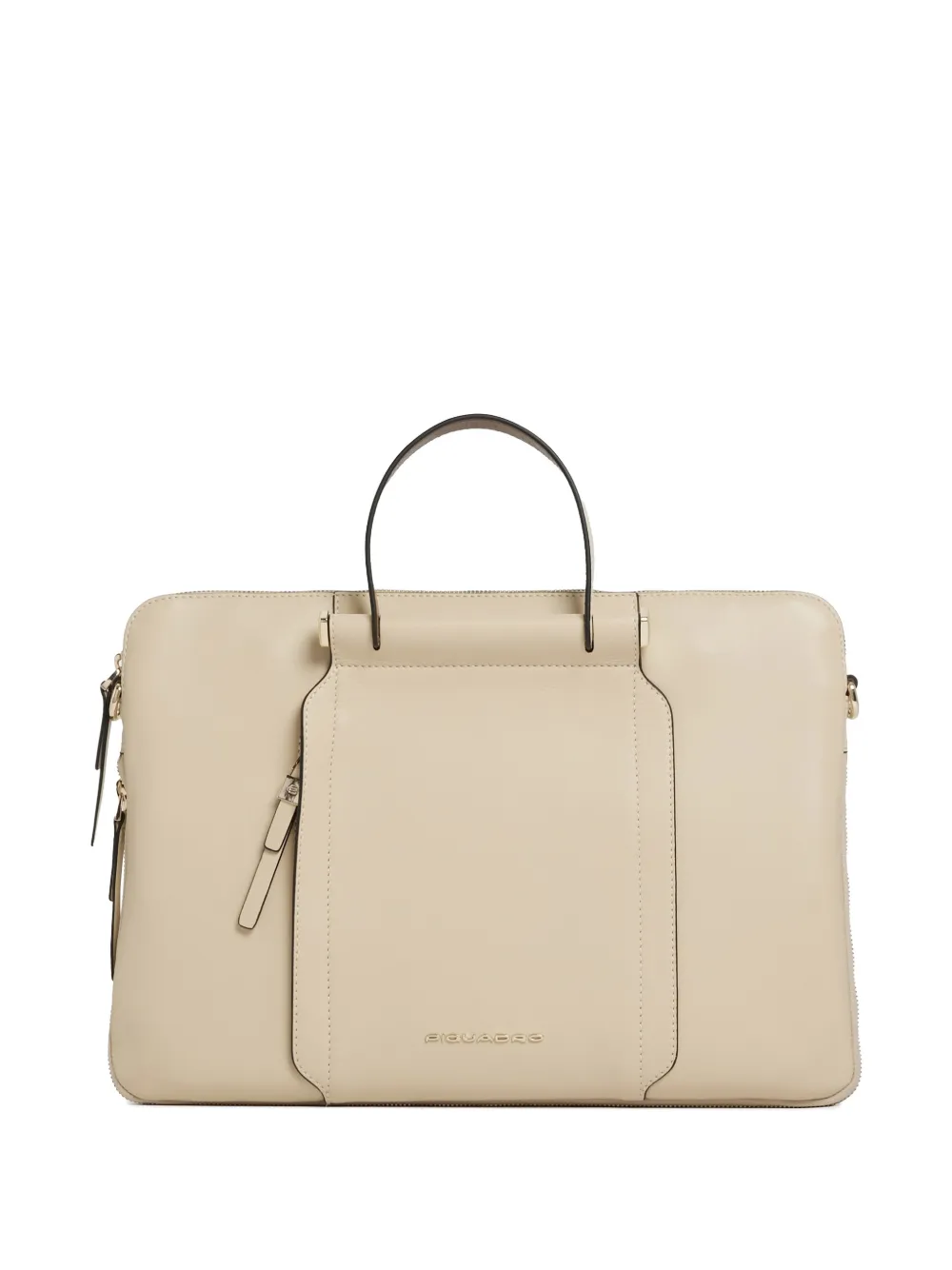 PIQUADRO Uitbreidbare leren laptoptas Beige