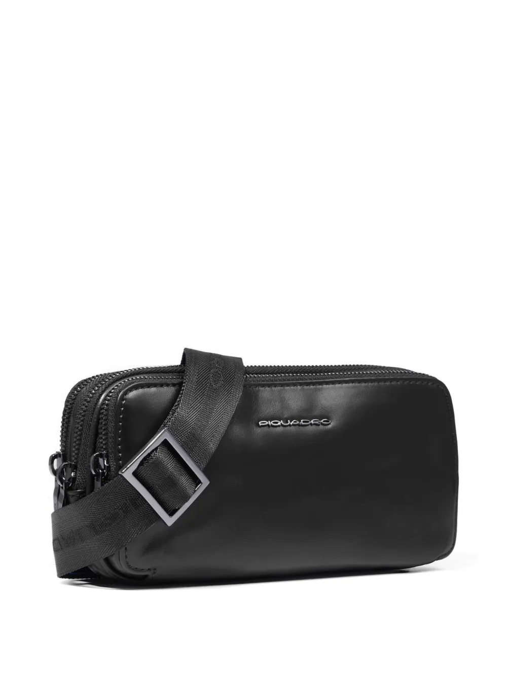 PIQUADRO Leren clutch met verwijderbare vakken Zwart