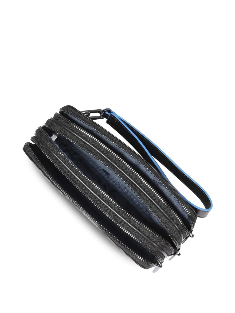 PIQUADRO Leren clutch met verwijderbare vakken Zwart