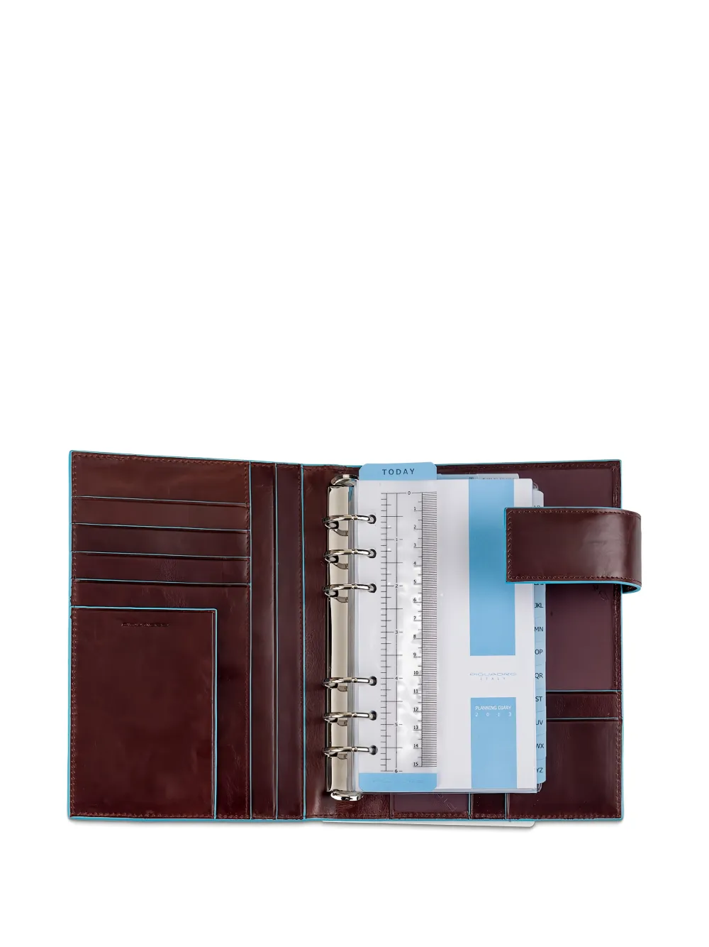 PIQUADRO Leren organizer met contrasterende afwerking Bruin