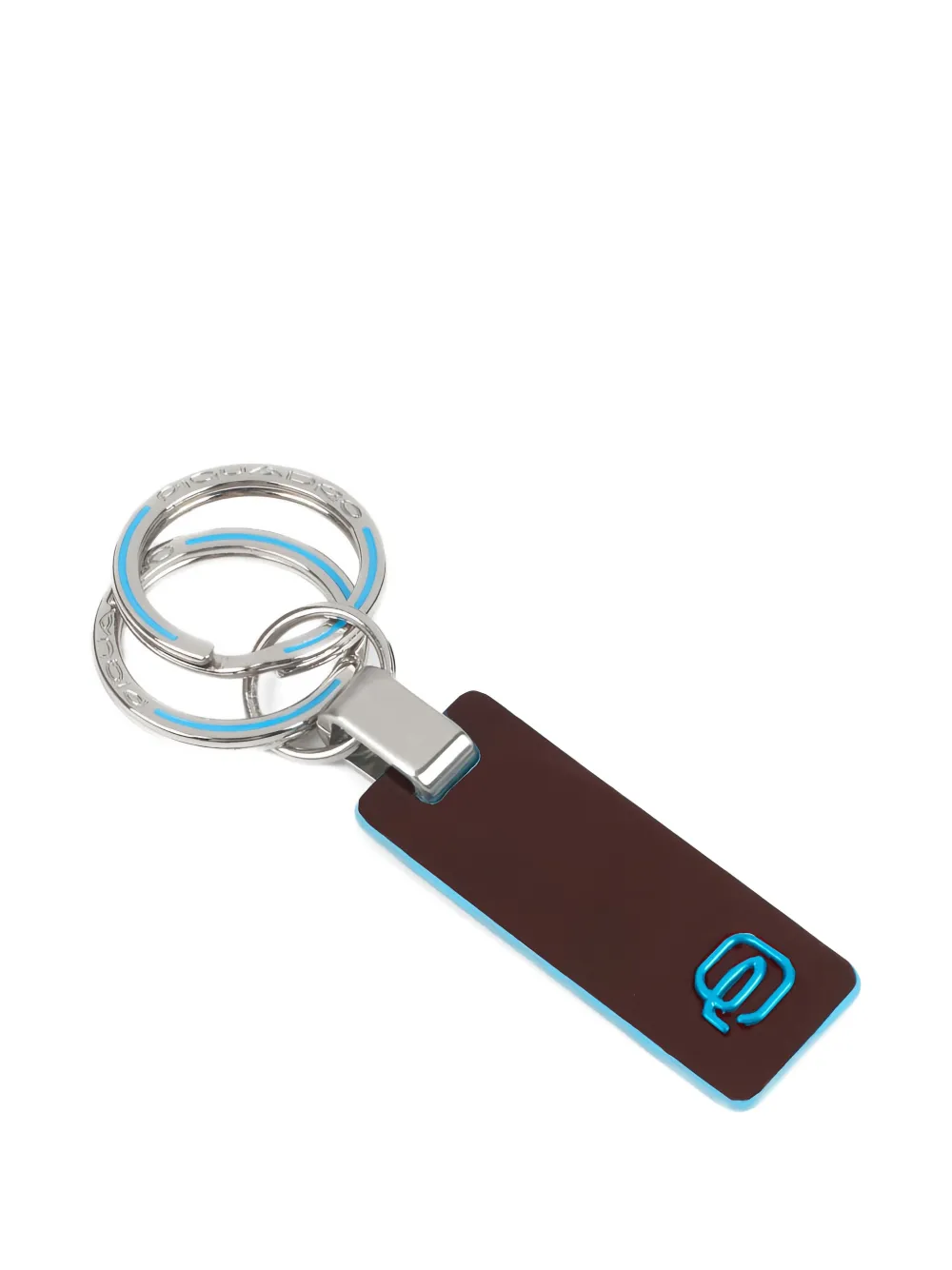 Piquadro Blue Square Keyring In Brown