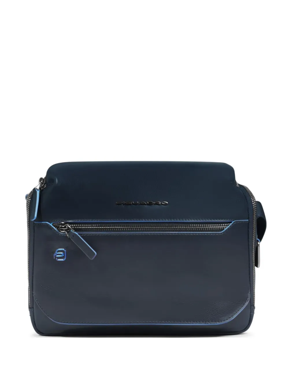 PIQUADRO personalizable leather crossbody bag - Blu