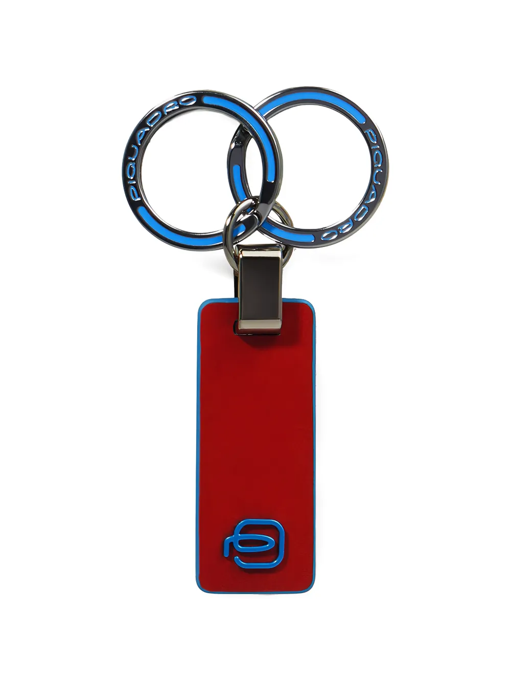 Piquadro Two-ring Keychain In Blue