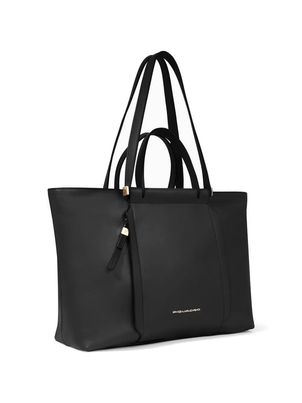 PIQUADRO Leren laptop en iPad shopper Zwart