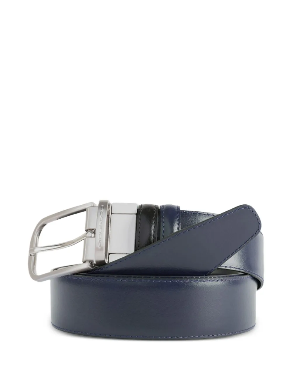 PIQUADRO Leren riem met drukknoop Blauw
