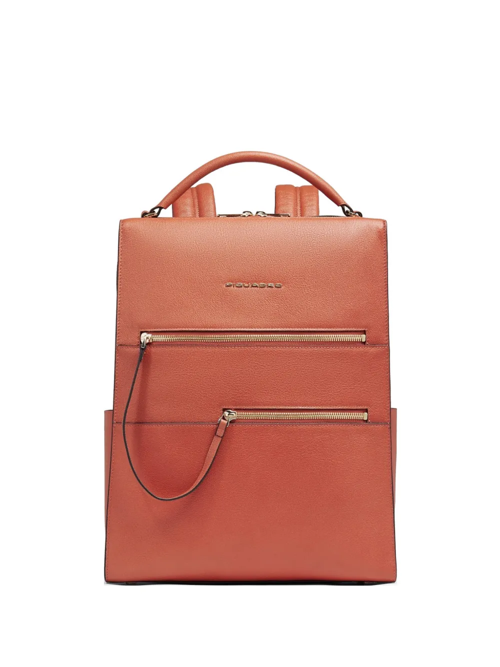PIQUADRO zip leather backpack - Arancione
