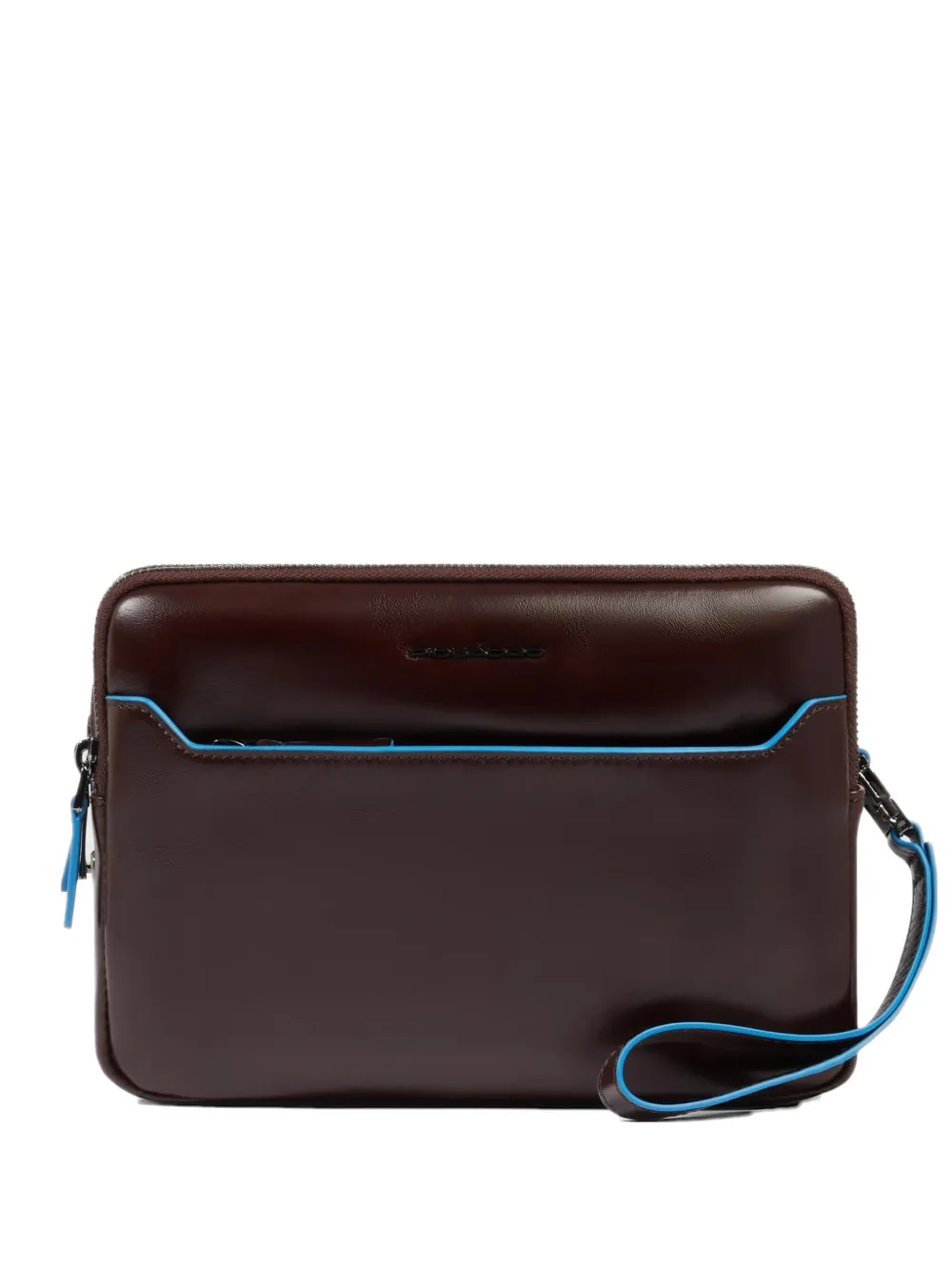 PIQUADRO fingerprint security leather clutch bag - Marrone