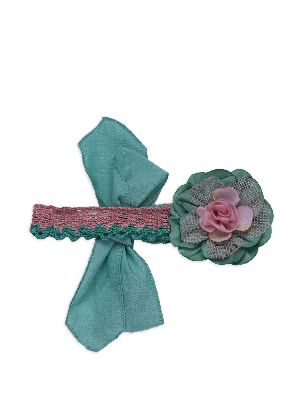 MARLU' couture floral-embellished bow headband - Verde