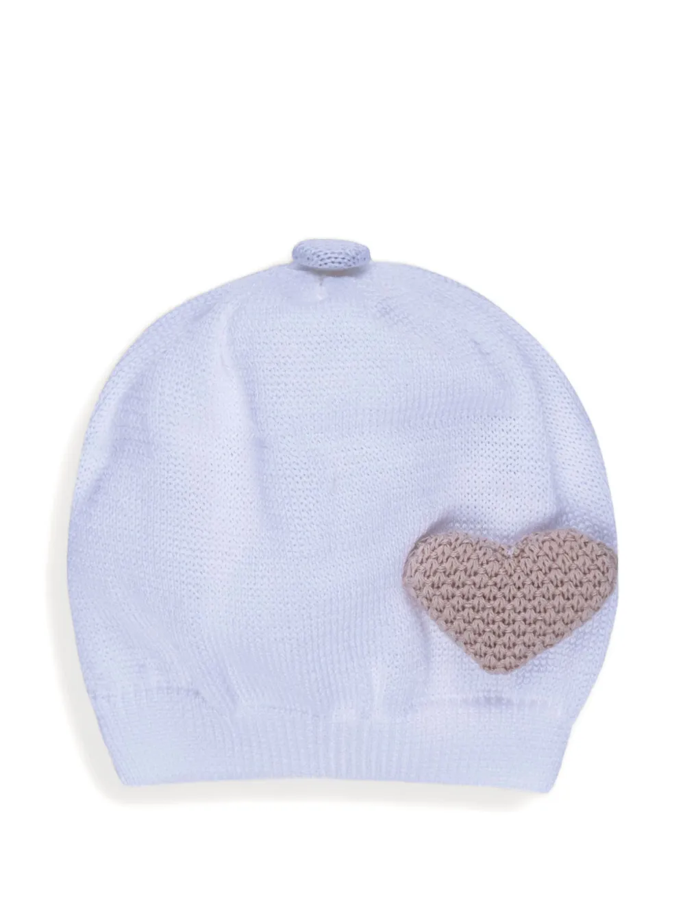 MARLU' couture heart-patch knitted beanie hat - Bianco