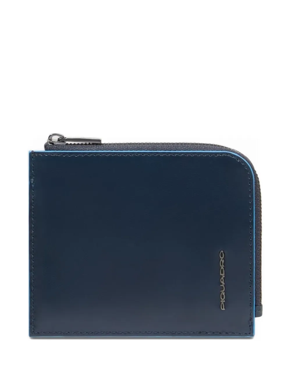 PIQUADRO zipped leather card holder - Blu
