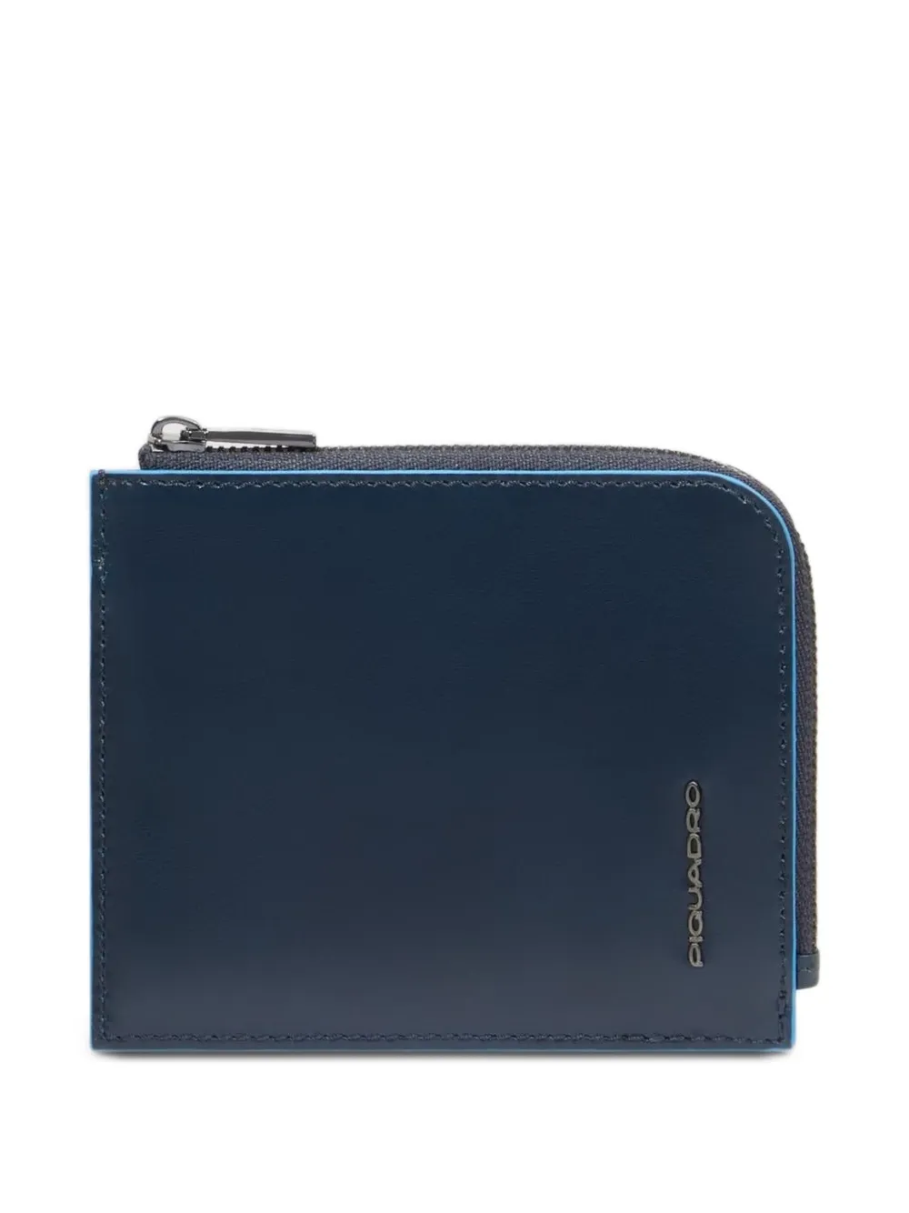 PIQUADRO zipped leather card holder - Blu