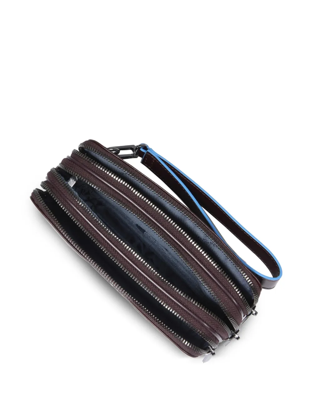 PIQUADRO Leren clutch met drie vakken Bruin