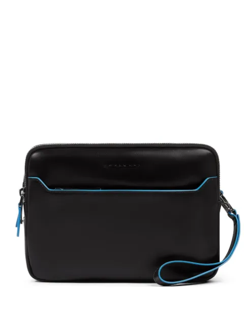 PIQUADRO removable strap leather clutch bag