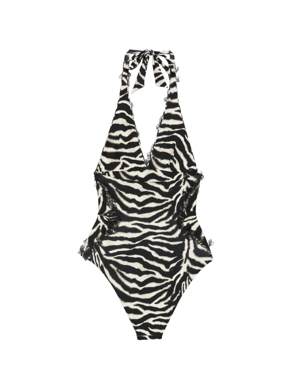 ERMANNO scervinoレザービスチェthe row clane Ermanno Scervino zebra-pattern lace-trim Swimsuit | Black | FARFETCH