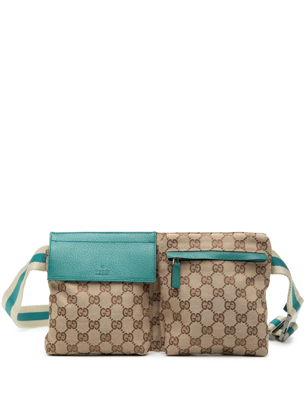 Gucci Pre-Owned 2000-2015 GG Canvas Web Double Pocket belt bag - Toni neutri