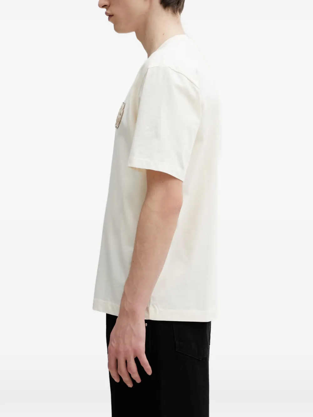 Filling Pieces Gowtu T-shirt met logo-patch Beige