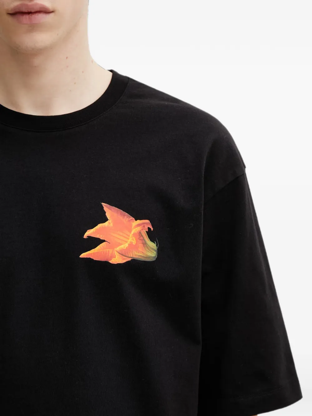 Filling Pieces Zucchini T-shirt met bloemenprint en logoprint Zwart