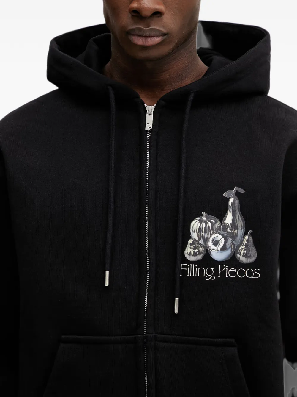Filling Pieces Chrome Fruit hoodie met rits en grafische print Zwart