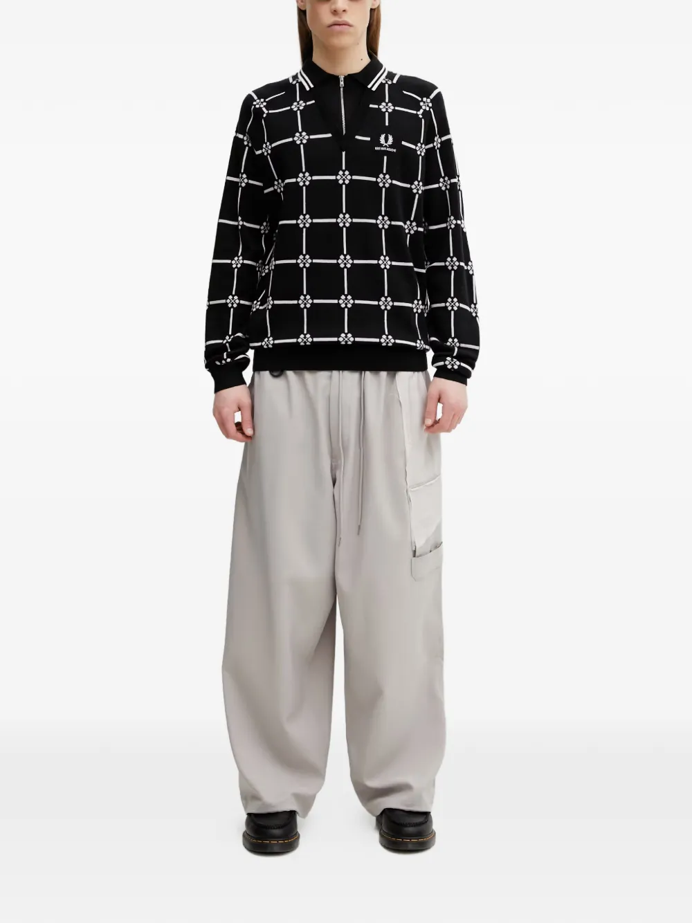 Fred Perry Trui met geometrisch patroon en V-hals Zwart