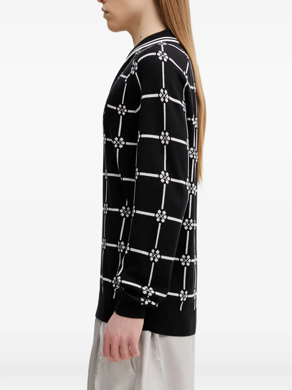 Fred Perry Trui met geometrisch patroon en V-hals Zwart