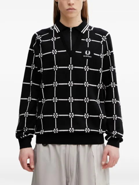 Fred Perry geometric-pattern V-neck sweater