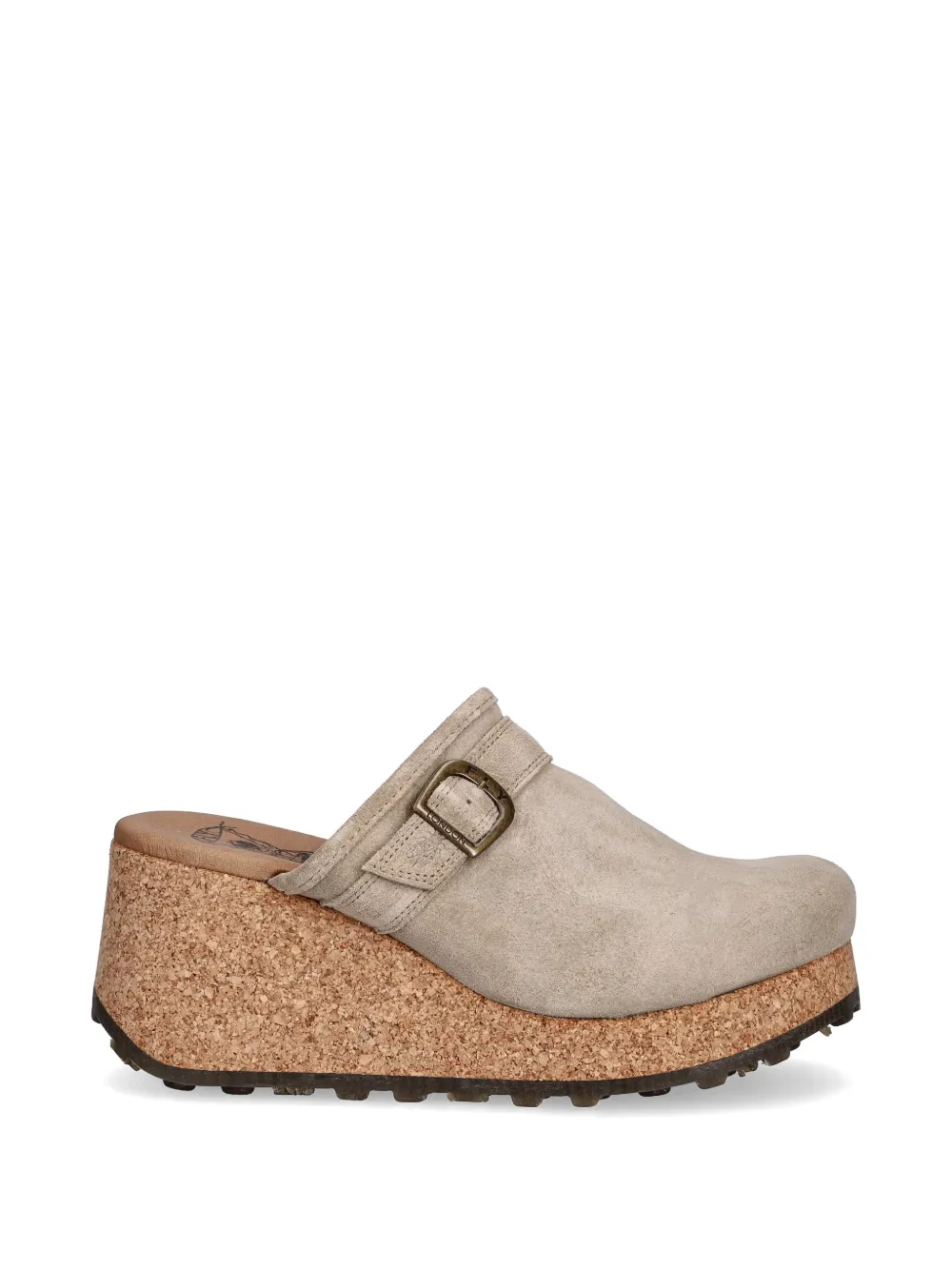 Fly London buckle-detail cork-wedge clogs - Nude