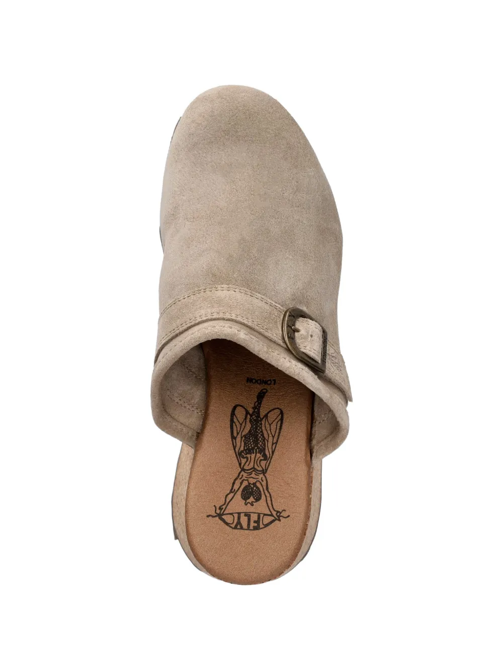 Fly London buckle-detail cork-wedge clogs Beige
