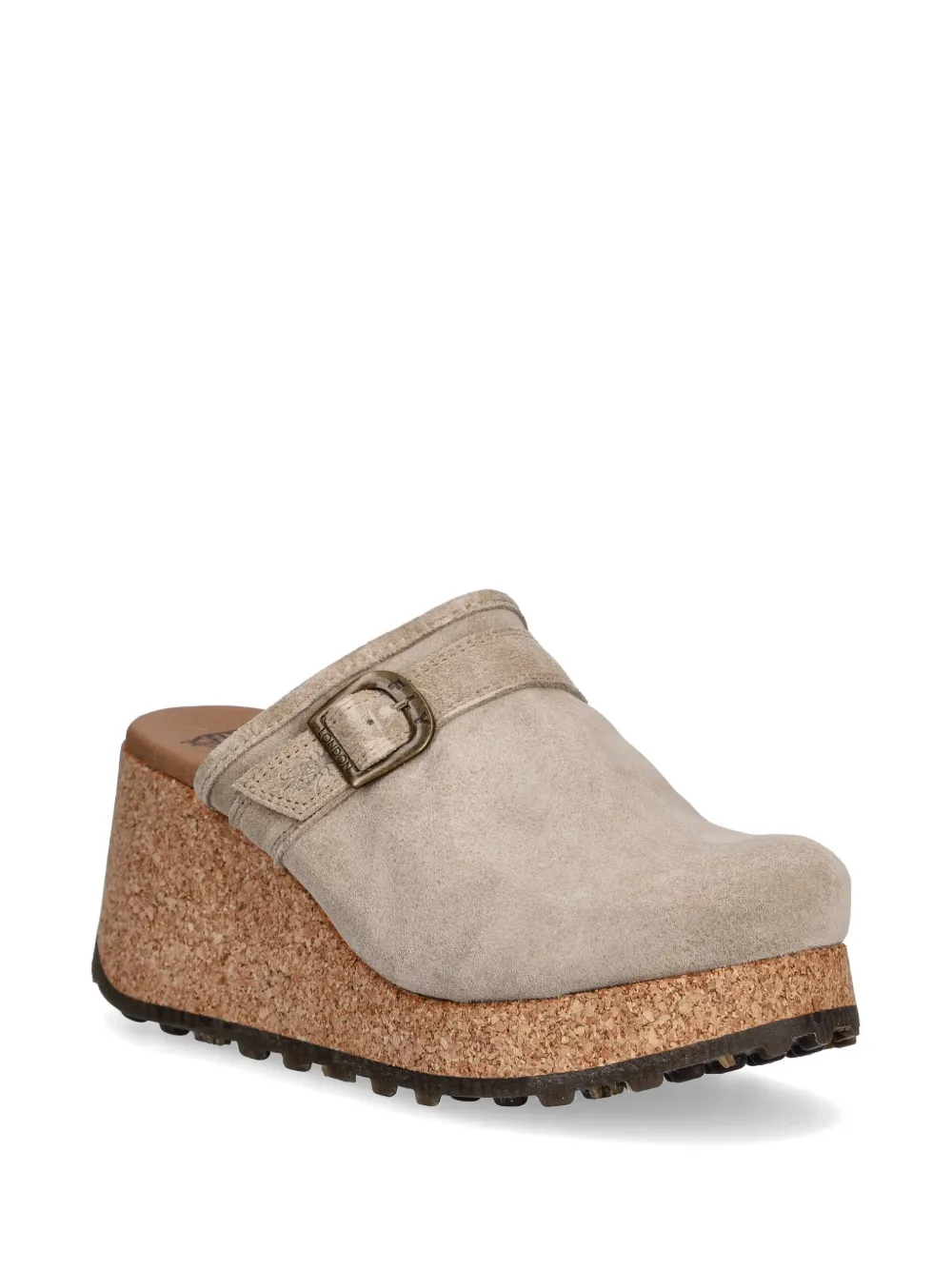 Fly London buckle-detail cork-wedge clogs Beige