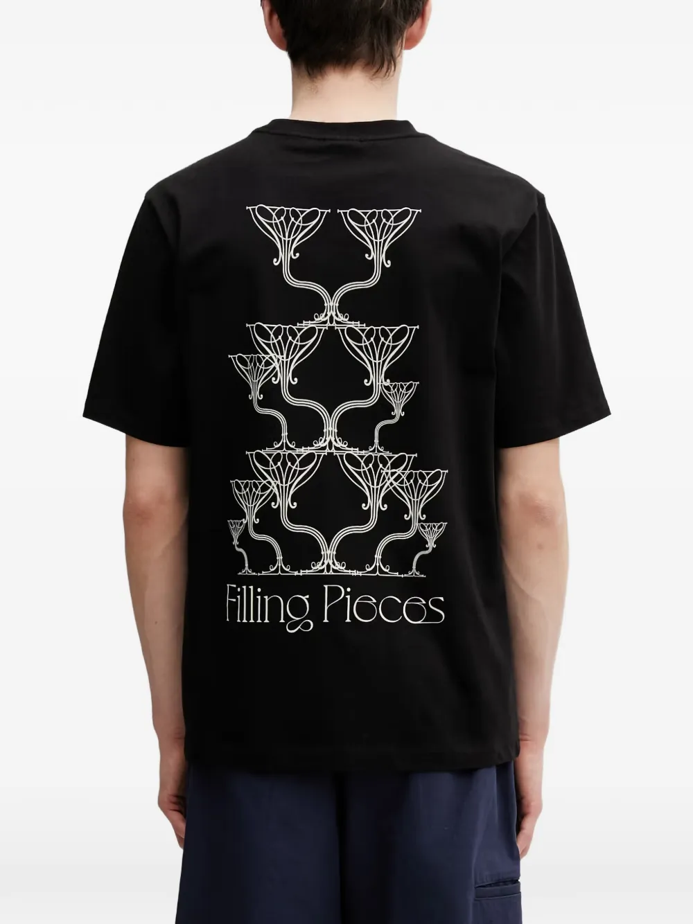 Filling Pieces Champagne T-shirt met korte mouwen en logoprint Zwart