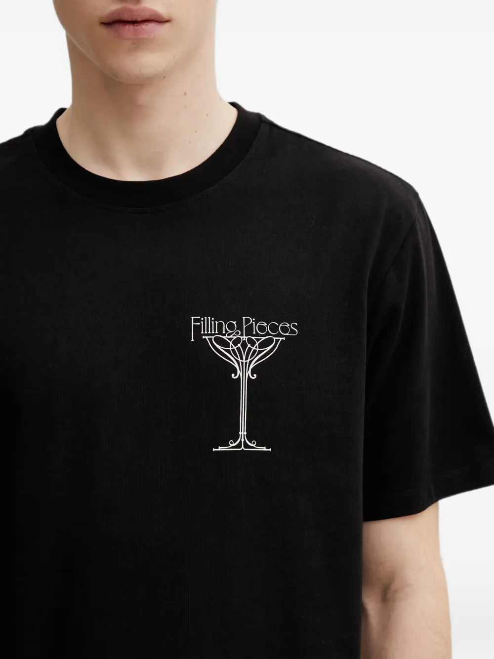 Filling Pieces Champagne T-shirt met korte mouwen en logoprint Zwart