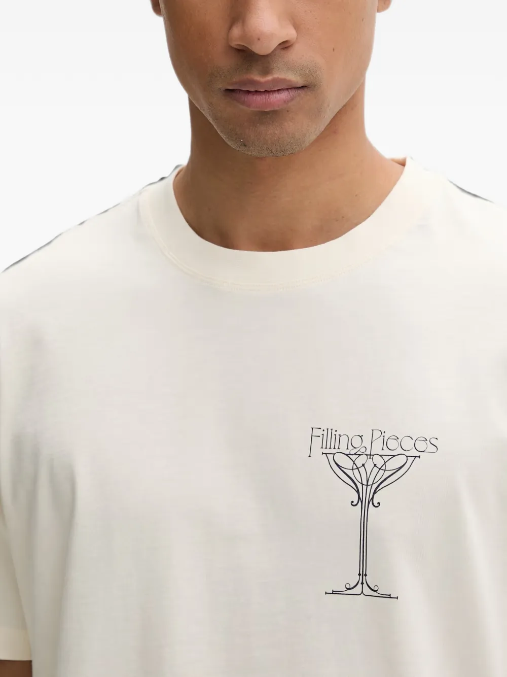 Filling Pieces Zijden T-shirt met print Beige