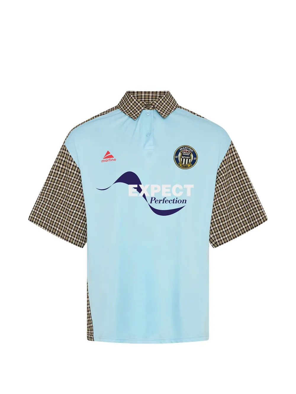 Martine Rose checked panel polo shirt - Blu