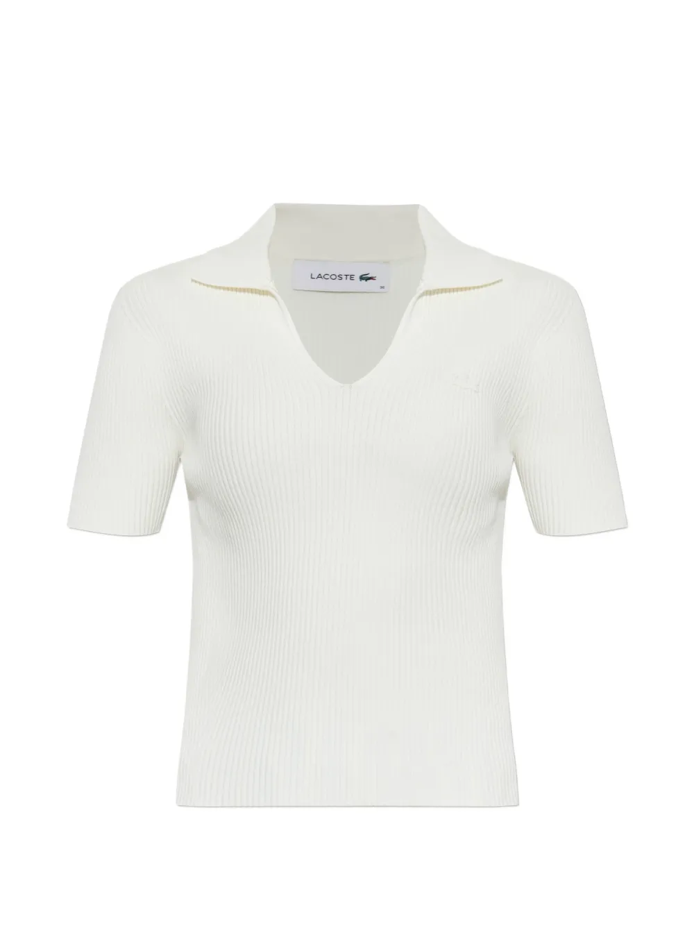 Lacoste ribbed-knit V-neck T-shirt - Nude