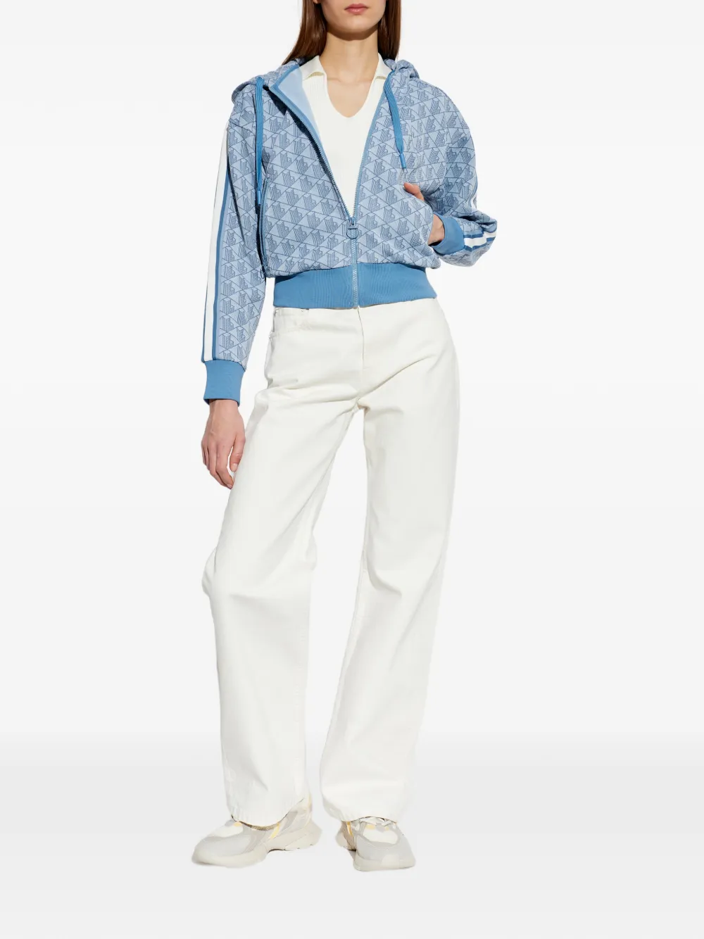  Lacoste Sudadera Con Capucha Y Monograma - Azul 