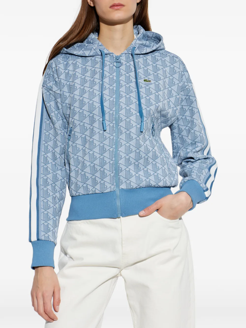  Lacoste Sudadera Con Capucha Y Monograma - Azul 