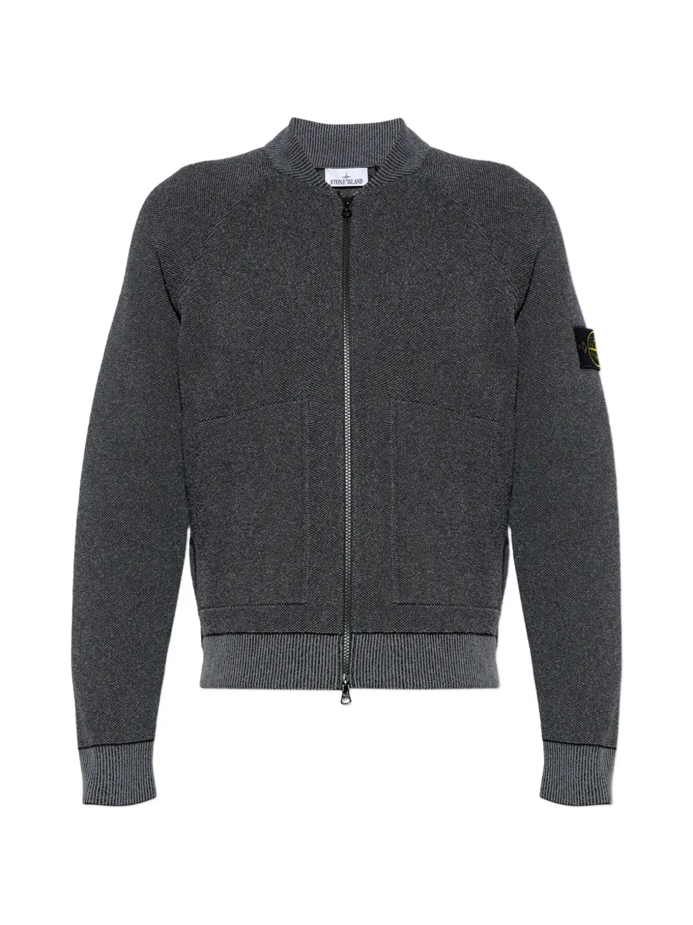 Stone Island logo-patch zip-up cardigan - Grey