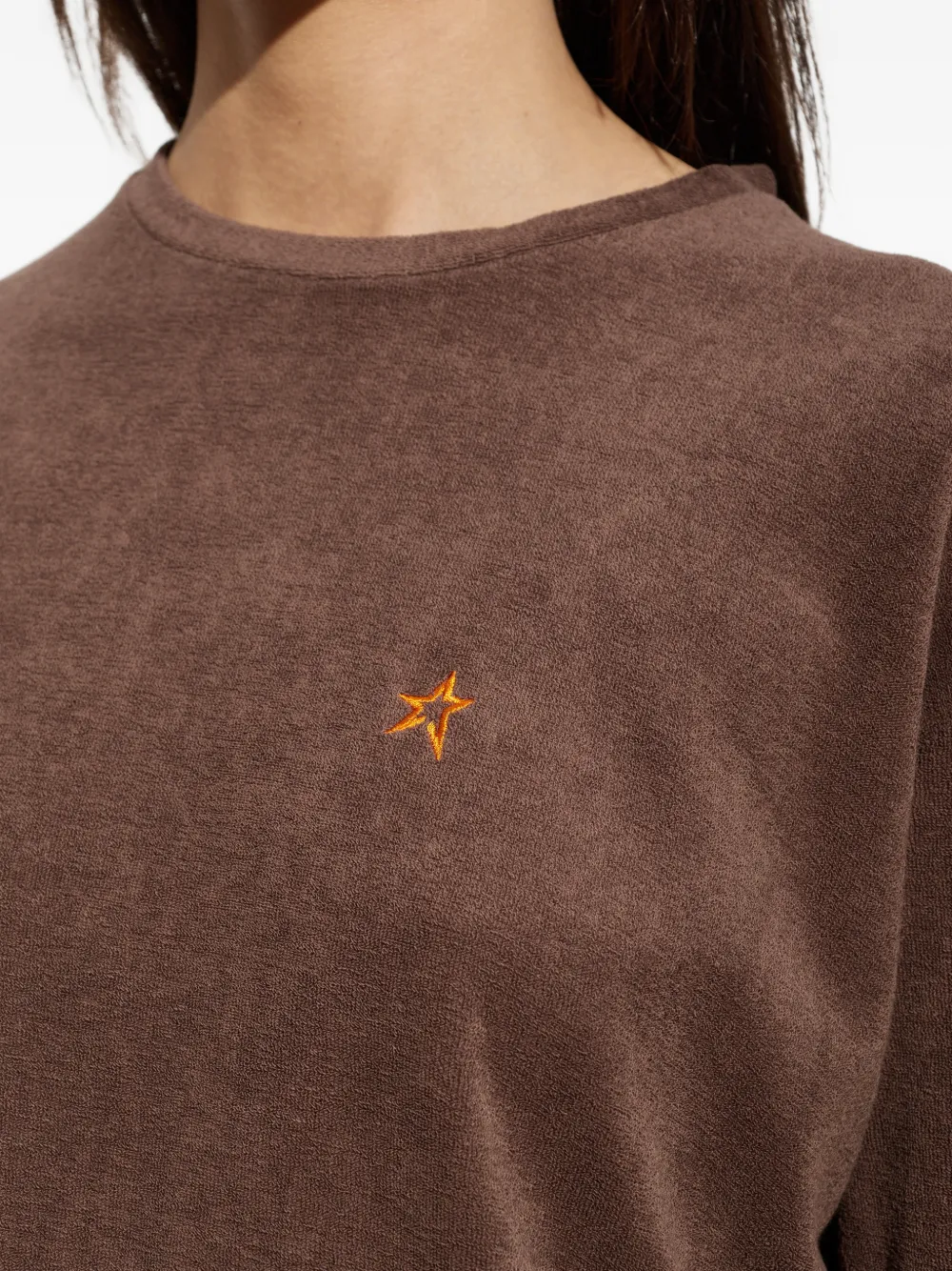 Perfect Moment Badstof sweater met geborduurde ster Bruin