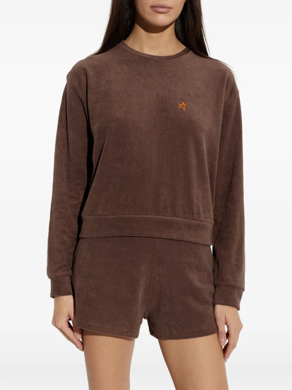 Perfect Moment Badstof sweater met geborduurde ster Bruin
