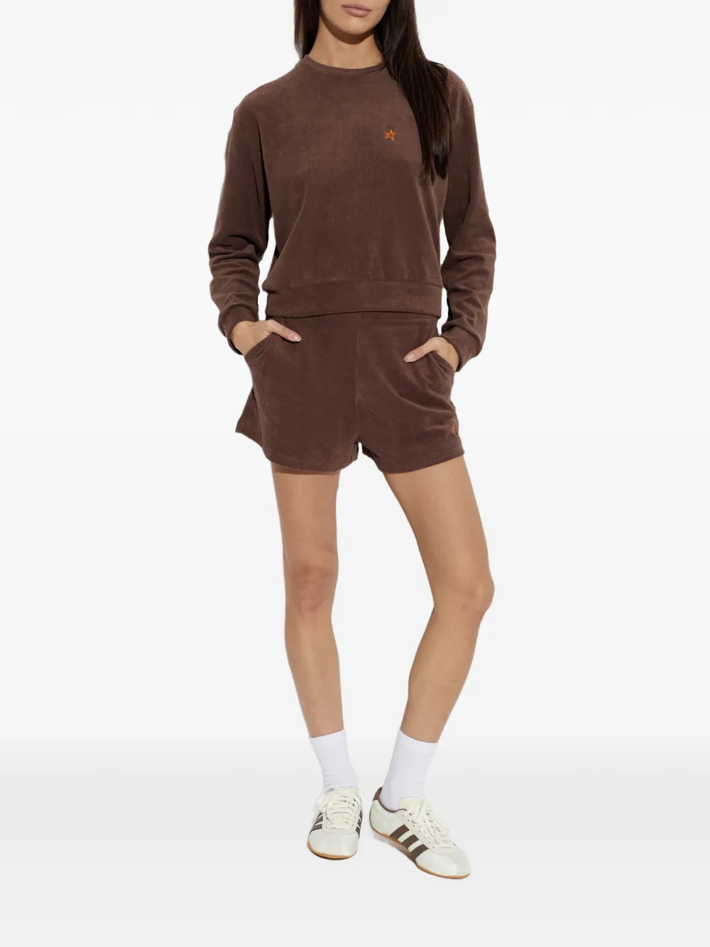 Perfect Moment Badstof sweater met geborduurde ster Bruin