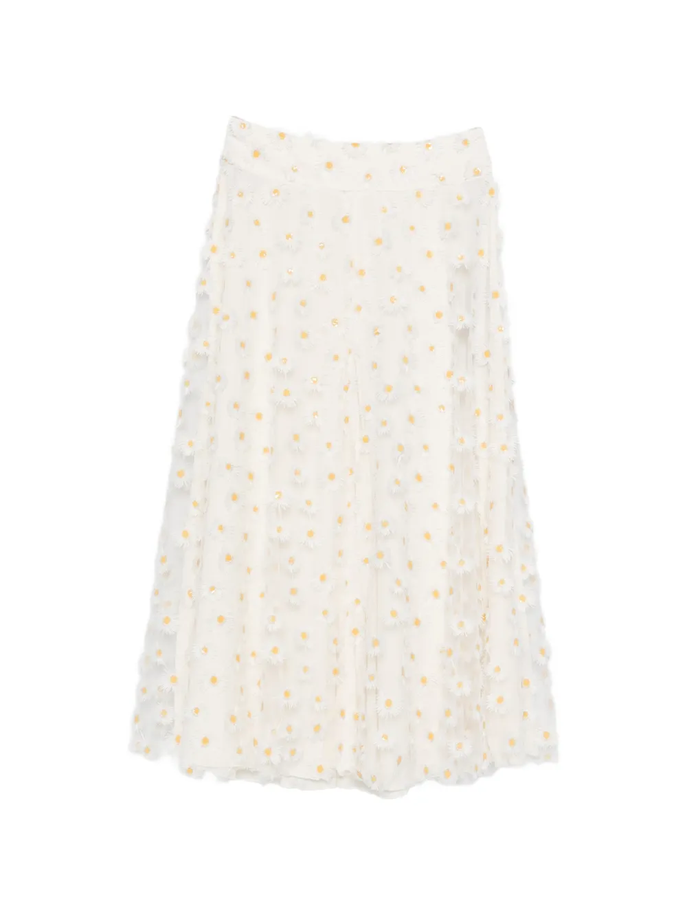 Luisa Cerano floral-appliqué mesh midi skirt - Toni neutri